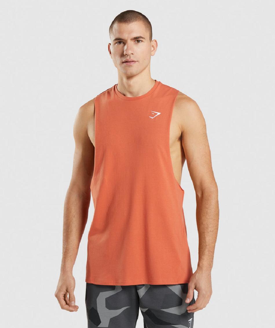 Camiseta Tirantes Gymshark Critical Drop Arm Hombre Naranjas | CO 3231UZG